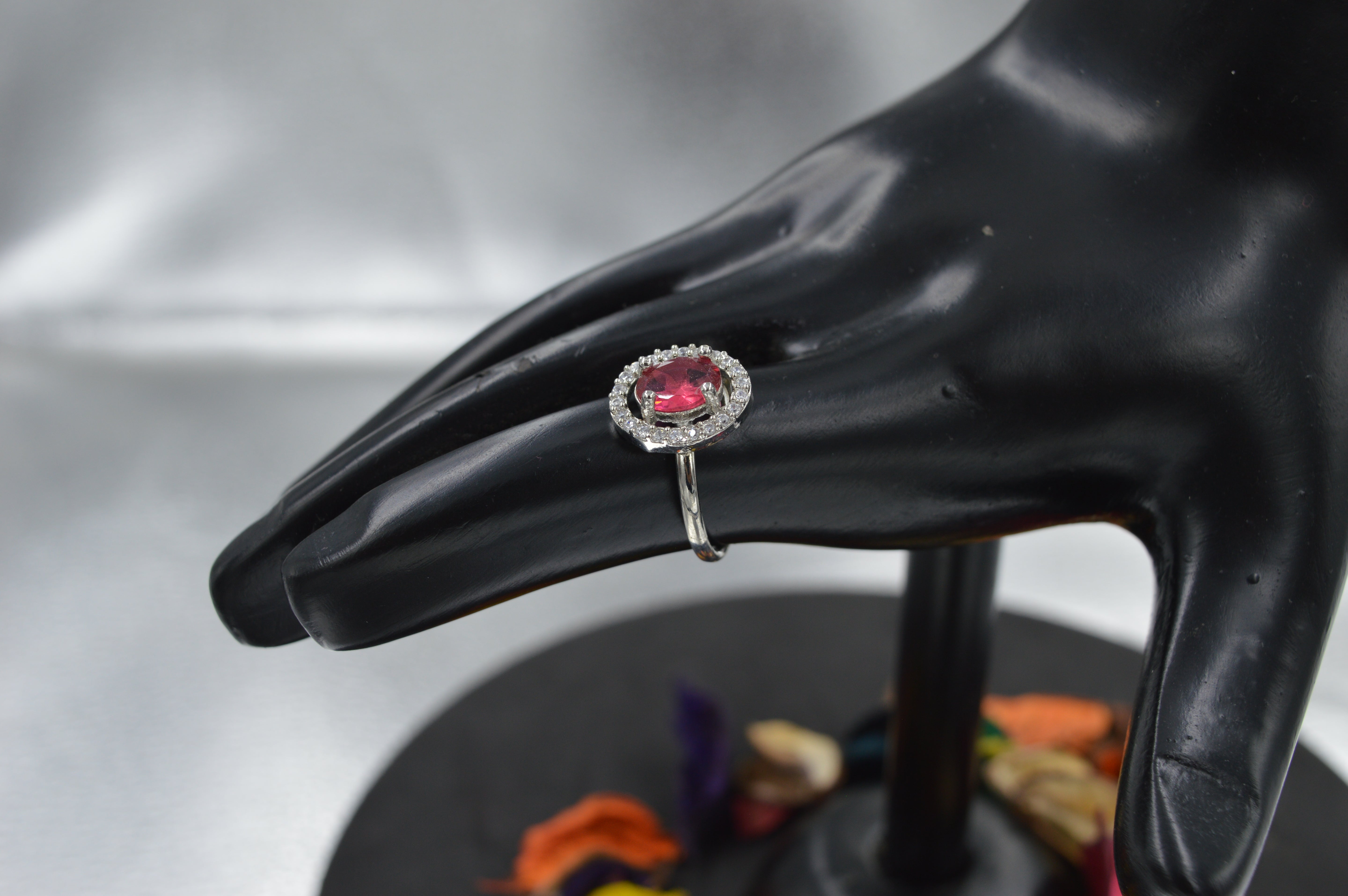 Fluorite Crystal Ring - Red