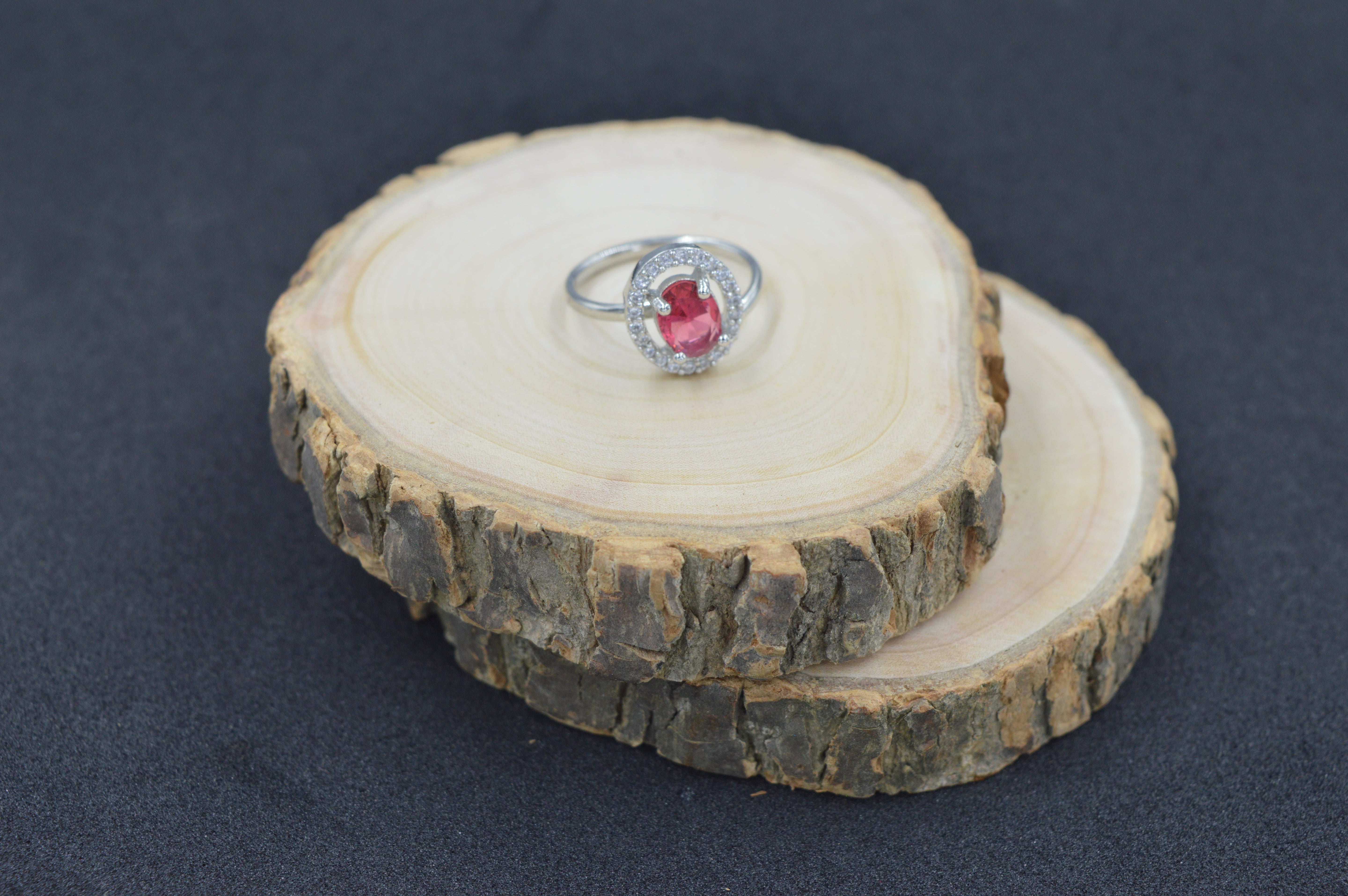 Fluorite Crystal Ring - Red