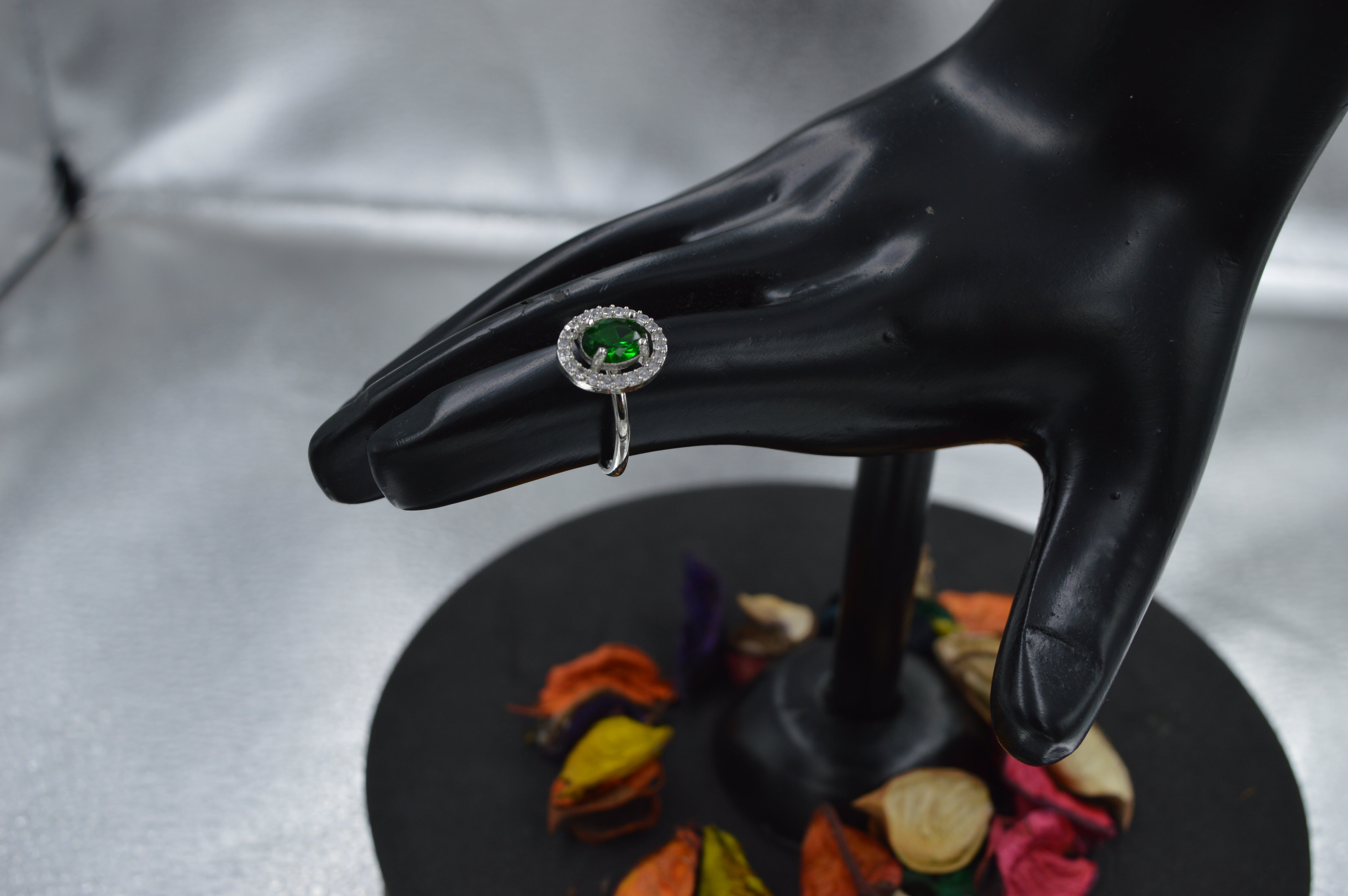 Jade Crystal Ring - Green