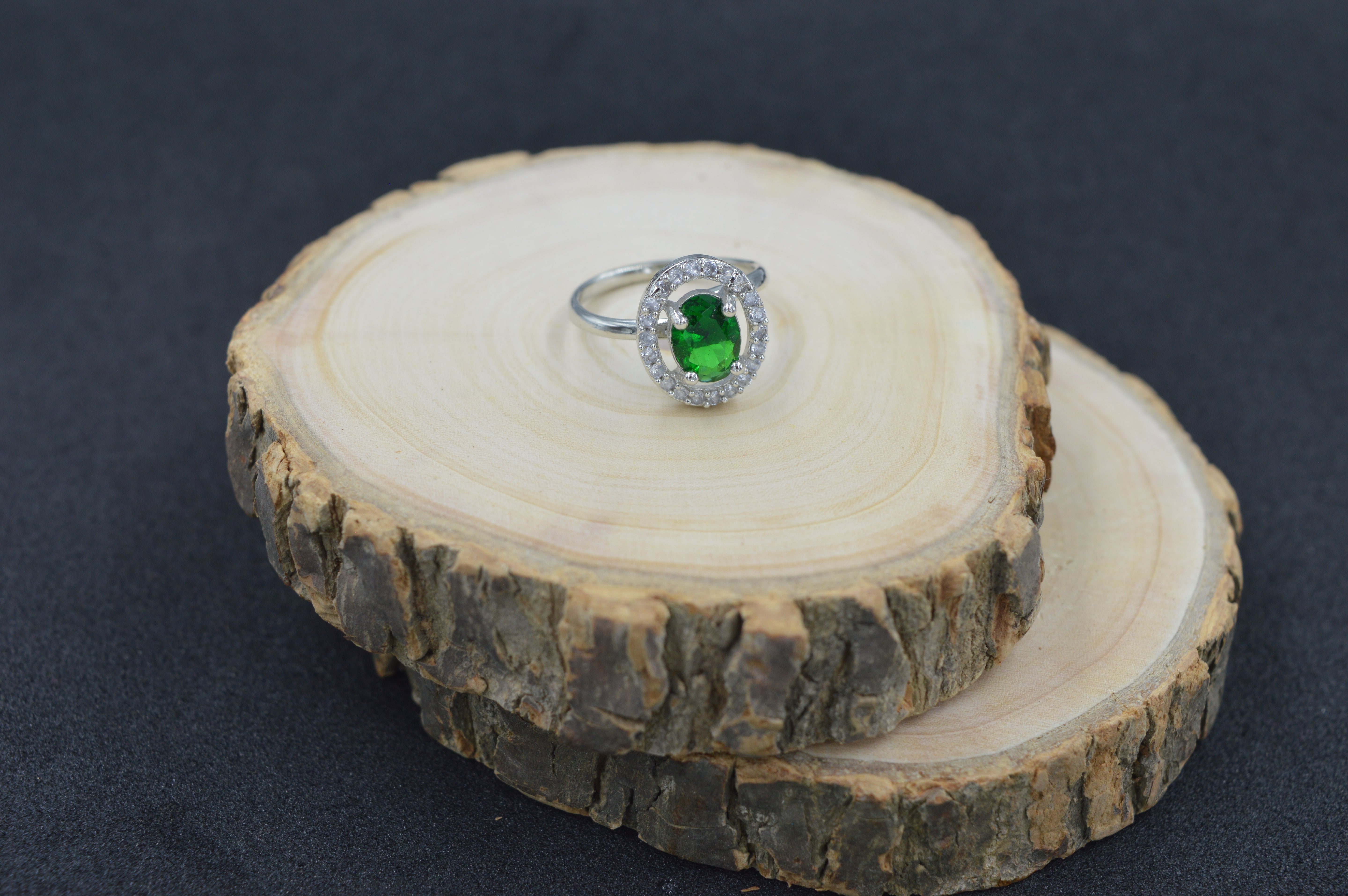 Jade Crystal Ring - Green