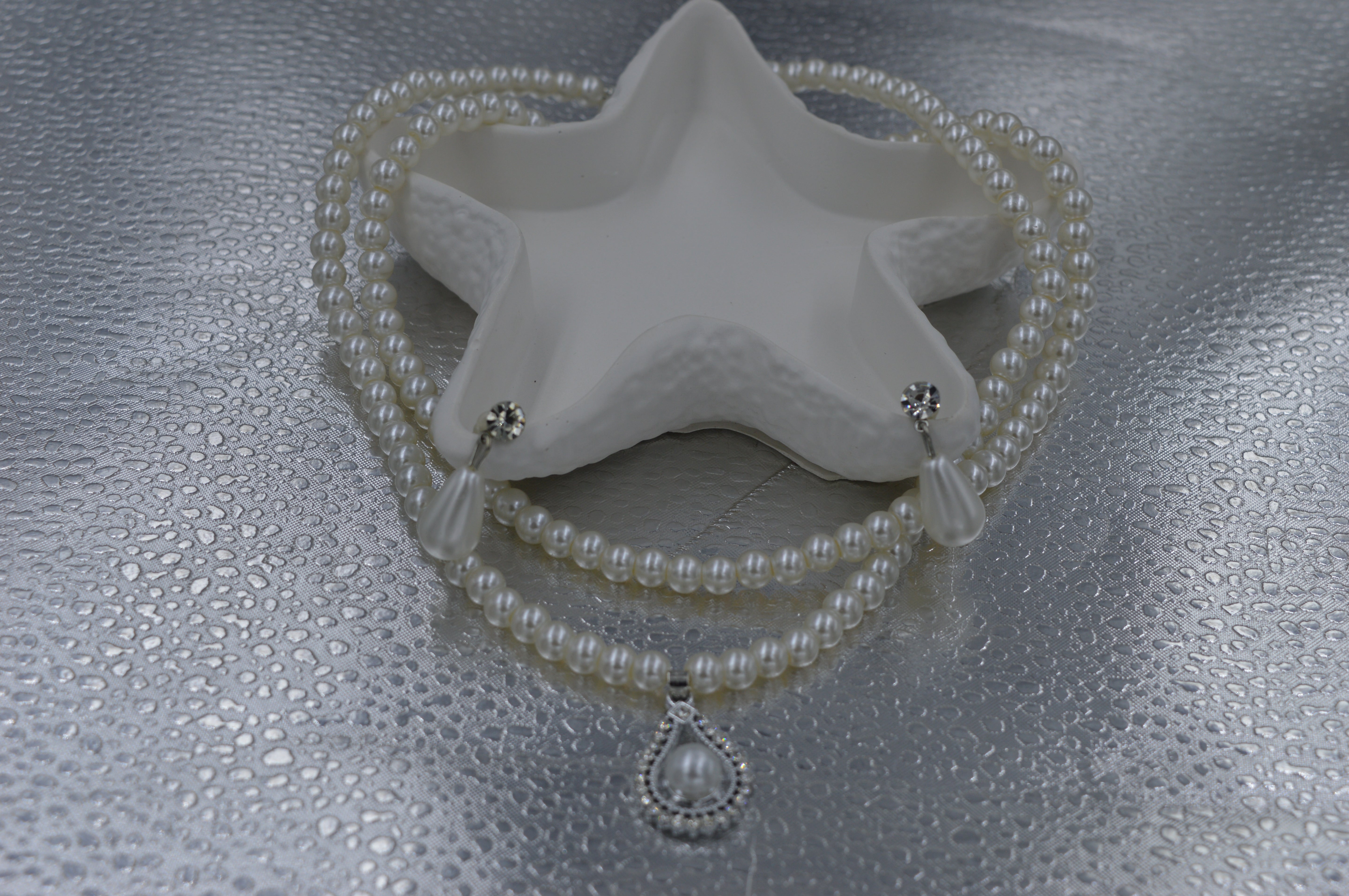 Crystal & Pearl Pendant Set